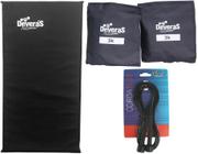 Kit caneleira peso 3 kg tornozeleira peso + corda de pular para exercícios + colchonete para academia