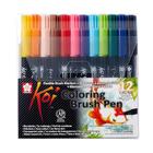 Kit Caneta Brush Pen Artística Koi Coloring Sakura 12 Cores
