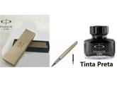 Kit Caneta Parker Tinteiro Im Nib Aço Inoxidável Clipe Prata + Tinta Caixa de Presente