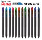 Kit Caneta Pentel Energel Black 0.7 Mm Retrátil C/ 12 Cores