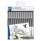 Kit Caneta Pigment Liner com 12 Unidades Preto Staedtler