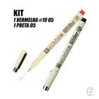 Kit Caneta Sakura Micron Pigma 05 1-Vermelha e 1-Preta