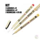 Kit Caneta Sakura Micron Pigma 05 - Laranja, Amarela e Vermelha