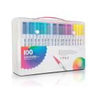 Kit Canetas 100 Cores Duas Pontas Desing e Lettering