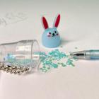 Kit canetas 9 peças chaveiro copinho de coelhinho com gliter colorido fofo alta durabilidade