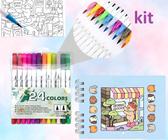 kit Canetinhas touch ponta dupla 24 cores +livro de colorir - amilly