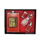 Kit Cantil Porta Bebidas Copo Shot Chaveiro Mini Cantil Whisky Presente Pai DY8838 - Dylan