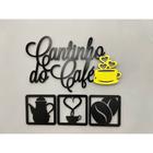Kit Cantinho do Café 4 Peças 30cm MDF Preto com Xícara em Varias Cores a Sua Escolha Decoração  estilo papel de parede a