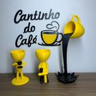 Kit Cantinho Do Café - Vasinhos, Xícara Flutuante E Letreiro - Amarelo/Preto