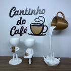 Kit Cantinho Do Café - Vasinhos, Xícara Flutuante E Letreiro - Branco/Dourado