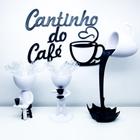 Kit Cantinho Do Café - Vasinhos, Xícara Flutuante E Letreiro - Branco/Preto