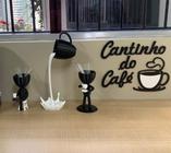 Kit Cantinho Do Café - Vasinhos, Xícara Flutuante E Letreiro - Preto/Branco