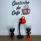 Kit Cantinho Do Café - Vasinhos, Xícara Flutuante E Letreiro - Preto/Vermelho