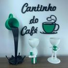 Kit Cantinho Do Café - Vasinhos, Xícara Flutuante E Letreiro - Verde