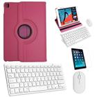 Kit Capa 360 Rosa / Teclado e Mouse branco e Película para iPad 2019 7a Geração 10.2"