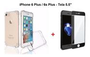 Kit Capa Anti Impacto Transparente + Película De Vidro 5D iPhone 6 Plus Ultra Resistente