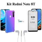 Kit Capa Anti Impactos + Película 3D de Vidro + Fone de Ouvido com Fio para Redmi Note 8 T