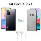 Kit Capa Anti Impactos + Película 3D de Vidro + Fone de Ouvido Tipo C para Poco X3 GT