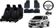 Kit Capa Automotiva Uno 2014-2021 em Couro + Tapetes e Volante