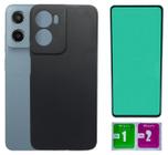 Kit Capa Aveludada Preta Para Moto G05 + Película Ceramica