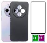 Kit Capa Aveludada Preta Para Redmi 14C + Película 3D 9D