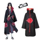 Kit Capa + Bandana Akatsuki Itachi Uchiha Folha Renegado Anime Naruto