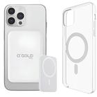 Kit Capa Capinha + Carregador Powerbank Indução Compatível com iPhone 11, 12, 13, 14, 15, Pro Max e Plus