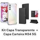 Kit Capa Capinha Transparente + Capa Carteira Preta Para Samsung Galaxy M34 5G