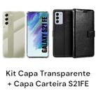 Kit Capa Capinha Transparente + Capa Carteira Preta Para Samsung Galaxy S21FE