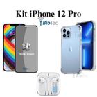 Kit Capa Capinha Transparente + Película 3D Privacidade + Fone de Ouvido para Iphone 12 Pro - LXL