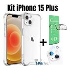 Kit Capa Capinha Transparente + Película Cerâmica + Película de Câmera + Cabo IOS/USB para Iphone 15 Plus