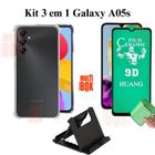 Kit Capa Capinha Transparente + Película de Cerâmica + Suporte de Mesa para Samsung Galaxy A05S