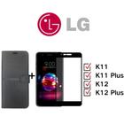 Kit capa carteira flip cores e película 3d para LG MODELOS