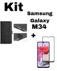 Kit Capa Carteira M34 + Pelicula 3D de Vidro para Samsung Galaxy M34