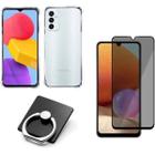 Kit Capa Case Anti Shock + Película Privacidade 3D Vidro + Suporte de Anel para Samsung Galaxy M15 - LXL