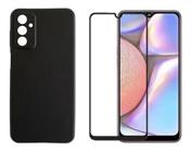 Kit Capa Case Aveludada Preta P/ Galaxy M23 + Pelicula 3d