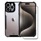 Kit Capa case capinha Dual Shock X e Pelicula Coverage 5D Pro Preta para iPhone 15 Pro - Gshield