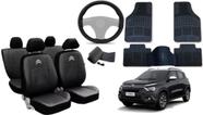 Kit Capa Citroen C3 2021 a 2024 + Tapete + Capa de Volante com Acabamento Premium