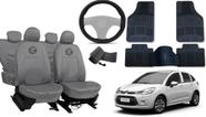 Kit capa couro cinza C3 2012 a 2018 luxo + volante