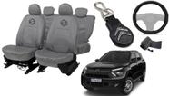 Kit capa couro cinza C3 Aircross 2010 a 2020 acabamento de luxo