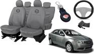 Kit capa couro cinza Cerato 2008 a 2013 + chaveiro premium