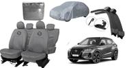 Kit capa couro cinza Nissan Kicks 20-24 + capa de cobrir + limpa vidro