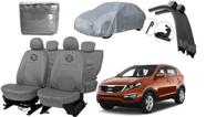 Kit capa couro cinza Sportage 2010 a 2016 + capa proteção