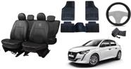 Kit capa couro Peugeot 208 21-24 + tapete reforçado