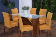 Kit Capa de Cadeira 4 Peças Sala de Jantar Protege o Estofado Renova o Visual Malha Gel Amarelo Mostarda