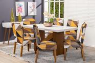 Kit Capa de Cadeira 4 Peças Sala de Jantar Protege o Estofado Renova o Visual Malha Gel Estampa 22 Geométrico Amarelo