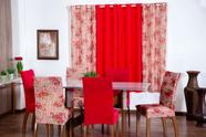 Kit Capa de Cadeira 4 Peças Sala de Jantar Protege o Estofado Renova o Visual Malha Gel Mista 1 Floral Vermelho
