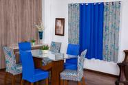 Kit Capa de Cadeira 4 Peças Sala de Jantar Protege o Estofado Renova o Visual Malha Gel Mista 3 Floral Azul