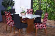 Kit Capa de Cadeira 4 Peças Sala de Jantar Protege o Estofado Renova o Visual Malha Gel Mista 4 Folhas Vermelho e Preto