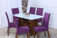 Kit Capa de Cadeira 4 Peças Sala de Jantar Protege o Estofado Renova o Visual Malha Gel Roxo Uva